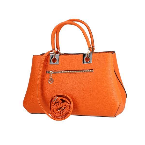 Set geanta portofel dama piele eco portocalie model texturat cu bretea detasabila si doua compartimente Bernadette BSSET2205208 8