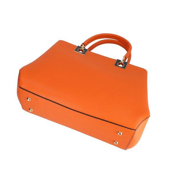 Set geanta portofel dama piele eco portocalie model texturat cu bretea detasabila si doua compartimente Bernadette BSSET2205208 12