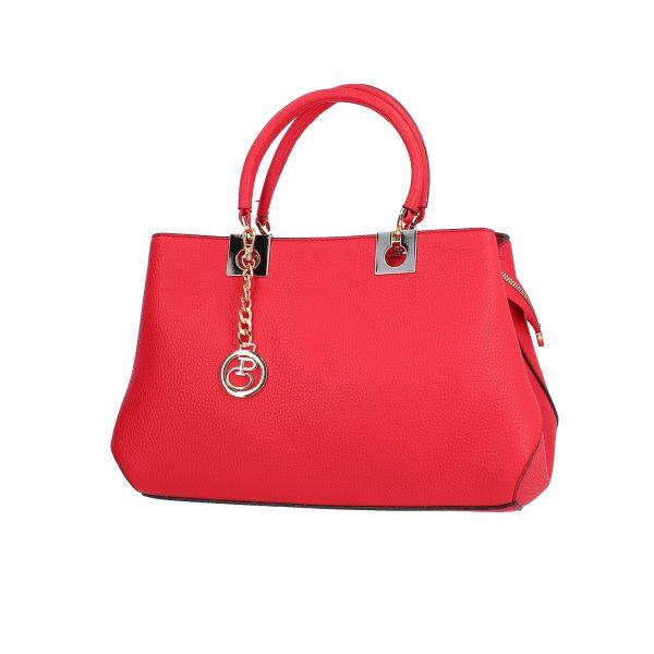 Set geanta cu portofel dama din piele eco rosie logo exterior metalic Bernadette BSSET2205215 6