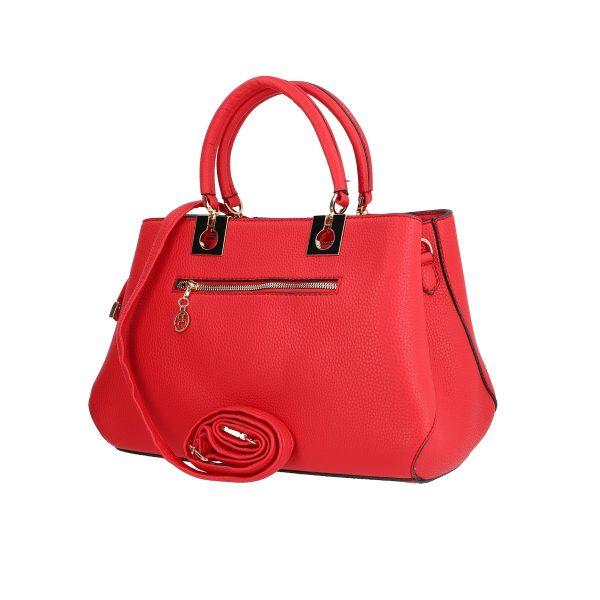 Set geanta cu portofel dama din piele eco rosie logo exterior metalic Bernadette BSSET2205215 9
