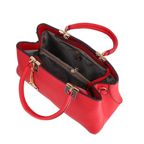 Set geanta cu portofel dama din piele eco rosie logo exterior metalic Bernadette BSSET2205215 5