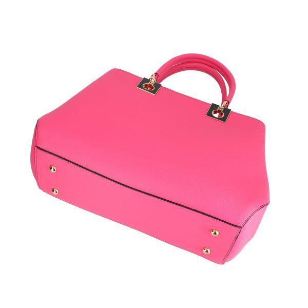 Set geanta portofel femei piele eco roz texturata cu bretea detasabila si doua compartimente Bernadette BSSET2205209 8