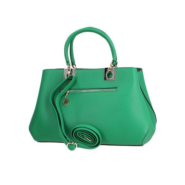 Set geanta portofel din piele eco verde model texturat cu bretea detasabila si doua compartimente Bernadette BSSET2205206 11