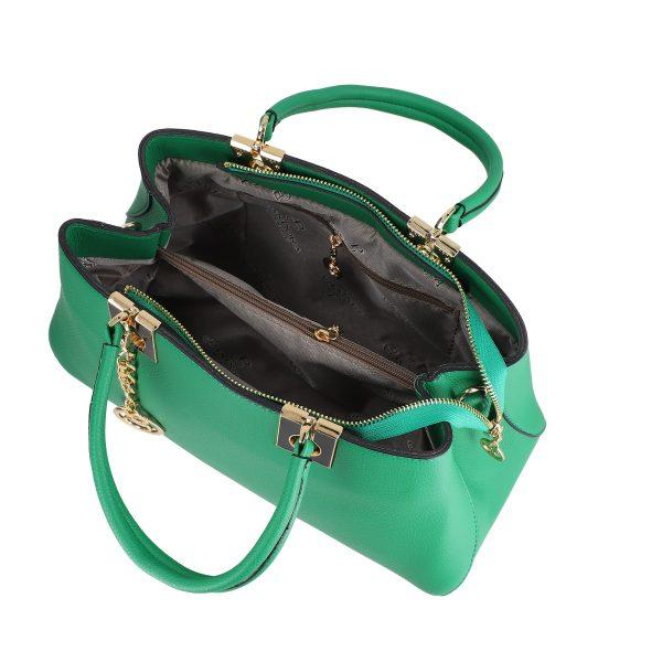 Set geanta portofel din piele eco verde model texturat cu bretea detasabila si doua compartimente Bernadette BSSET2205206 4