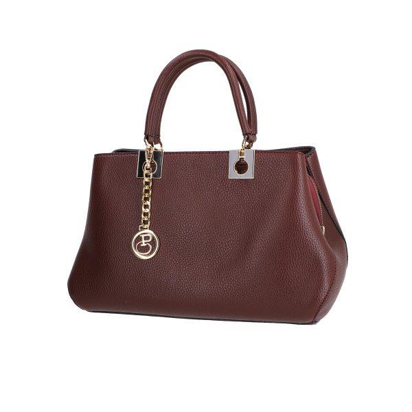 Set geanta cu portofel de femei piele eco visinie si accesoriu metalic Bernadette BSSET2205205 6