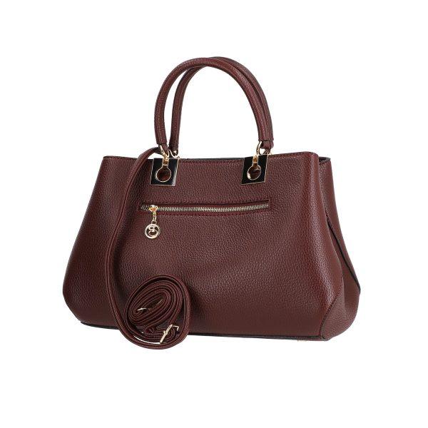 Set geanta cu portofel de femei piele eco visinie si accesoriu metalic Bernadette BSSET2205205 7