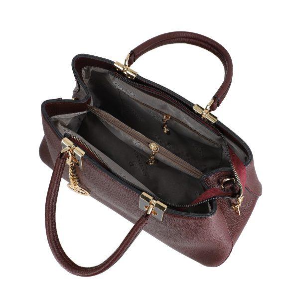 Set geanta cu portofel de femei piele eco visinie si accesoriu metalic Bernadette BSSET2205205 4