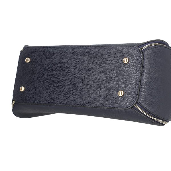 Set geanta portofel eleganta dama din piele eco albastra cu imprimeu si fermoare BSSET2202027 6