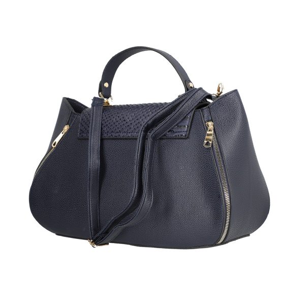 Set geanta portofel eleganta dama din piele eco albastra cu imprimeu si fermoare BSSET2202027 4