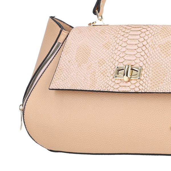 Set geanta portofel eleganta de femei piele ecologica roz cu model texturat fermoare laterale elegante BSSET2202022 5