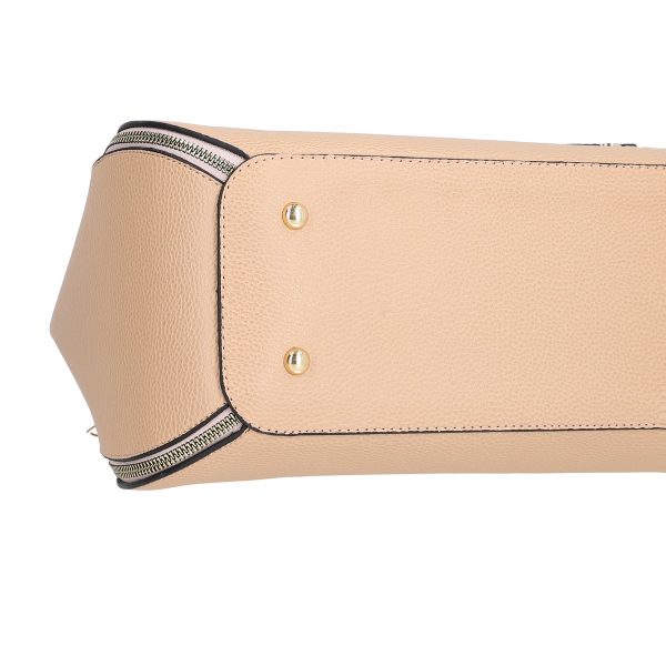 Set geanta portofel eleganta de femei piele ecologica roz cu model texturat fermoare laterale elegante BSSET2202022 6