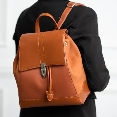 Rucsac damă piele ecologică maro închidere cu șnur David Jones BS6516RUDJ2208403