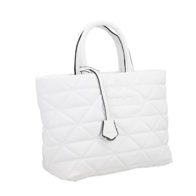 Geanta Alba - Geantă casual pentru femei material impermeabil matlasată alb cu un compartiment spațios și mânere BS267P2209060