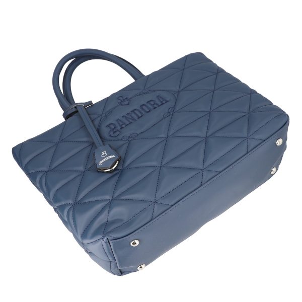 geanta casual pentru femei material impermeabil matlasat bleumarin cu un compartiment spatios si manere bs267p2209067 1