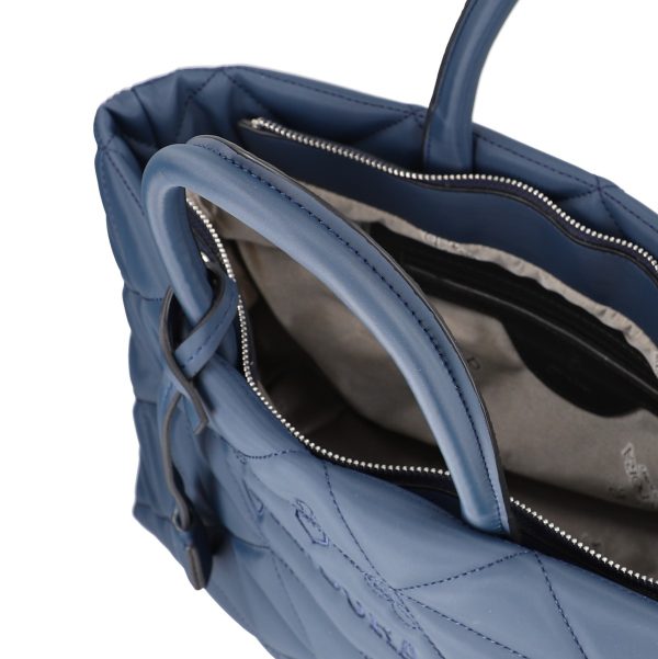geanta casual pentru femei material impermeabil matlasat bleumarin cu un compartiment spatios si manere bs267p2209067 2