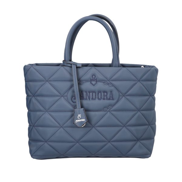 geanta casual pentru femei material impermeabil matlasat bleumarin cu un compartiment spatios si manere bs267p2209067 3