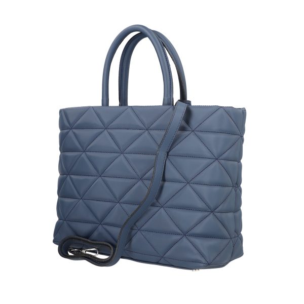 geanta casual pentru femei material impermeabil matlasat bleumarin cu un compartiment spatios si manere bs267p2209067 5