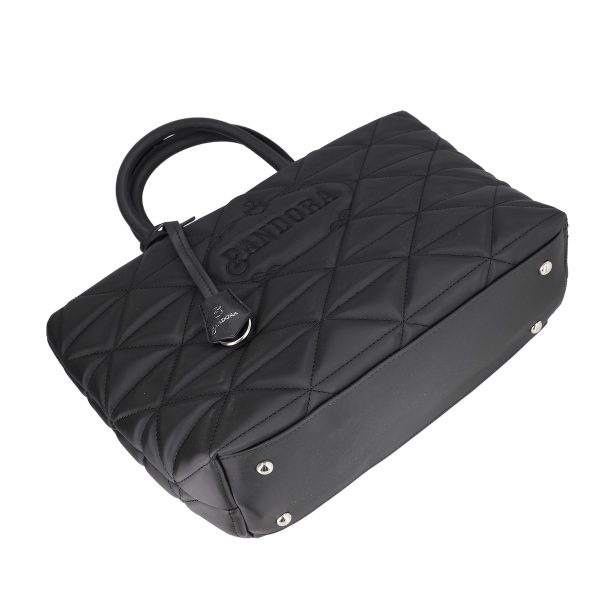 geanta casual pentru femei material impermeabil matlasat negru cu un compartiment spatios si manere bs267p2209068 2