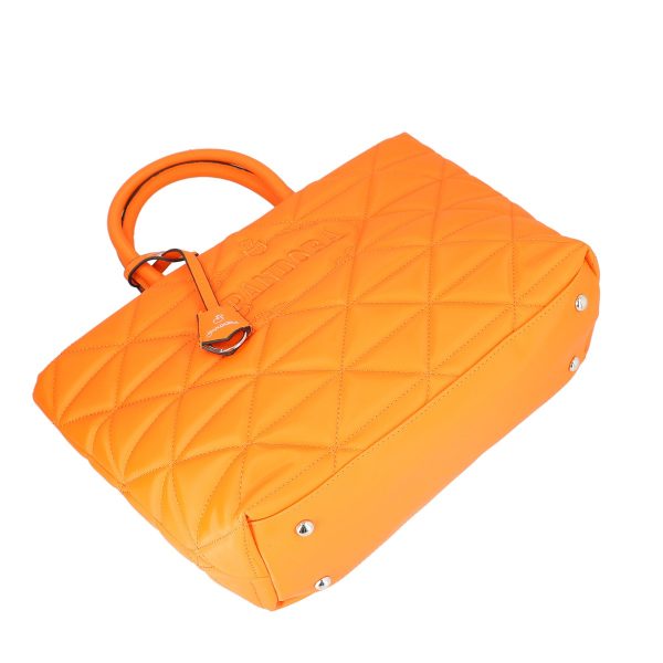 Geantă casual pentru femei material impermeabil matlasată portocaliu cu un compartiment spațios și mânere BS267P2209063 5
