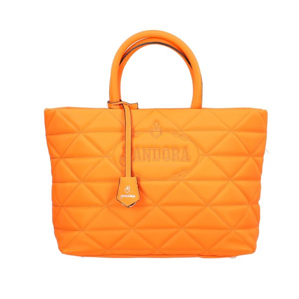 geanta casual pentru femei material impermeabil matlasat portocaliu cu un compartiment spatios si manere bs267p2209063 3