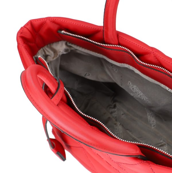 geanta casual pentru femei material impermeabil matlasat rosu cu un compartiment spatios si manere bs267p2209064 1