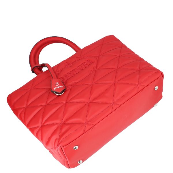 geanta casual pentru femei material impermeabil matlasat rosu cu un compartiment spatios si manere bs267p2209064 2