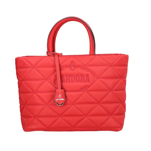 geanta casual pentru femei material impermeabil matlasat rosu cu un compartiment spatios si manere bs267p2209064 3