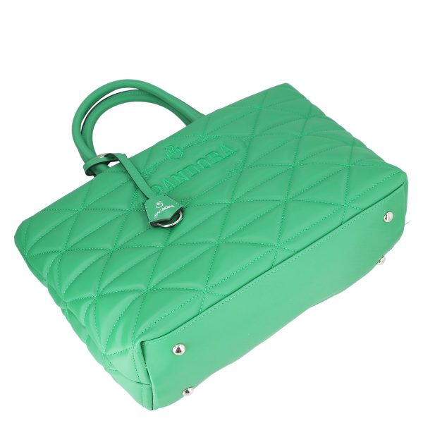 geanta casual pentru femei material impermeabil matlasat verde cu un compartiment spatios si manere bs267p2209069 2