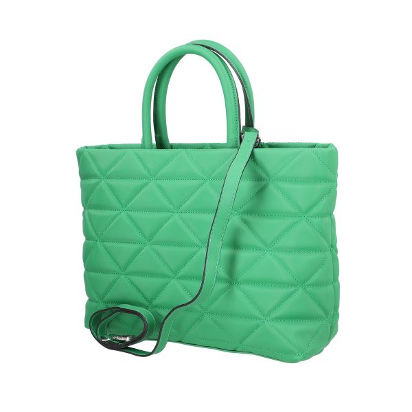 geanta casual pentru femei material impermeabil matlasat verde cu un compartiment spatios si manere bs267p2209069 4