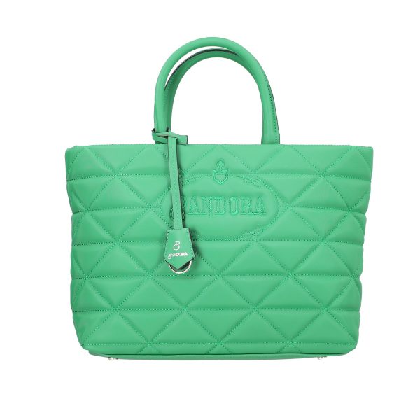 geanta casual pentru femei material impermeabil matlasat verde cu un compartiment spatios si manere bs267p2209069 5
