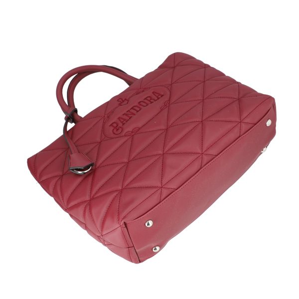 geanta casual pentru femei material impermeabil matlasat visiniu cu un compartiment spatios si manere bs267p2209065 2