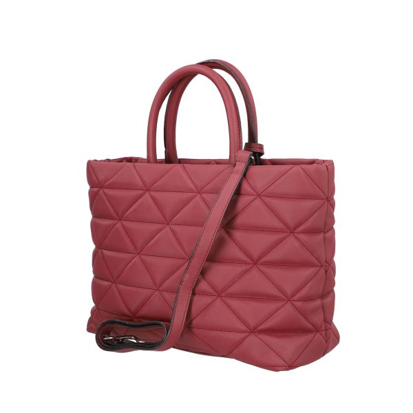 geanta casual pentru femei material impermeabil matlasat visiniu cu un compartiment spatios si manere bs267p2209065 5