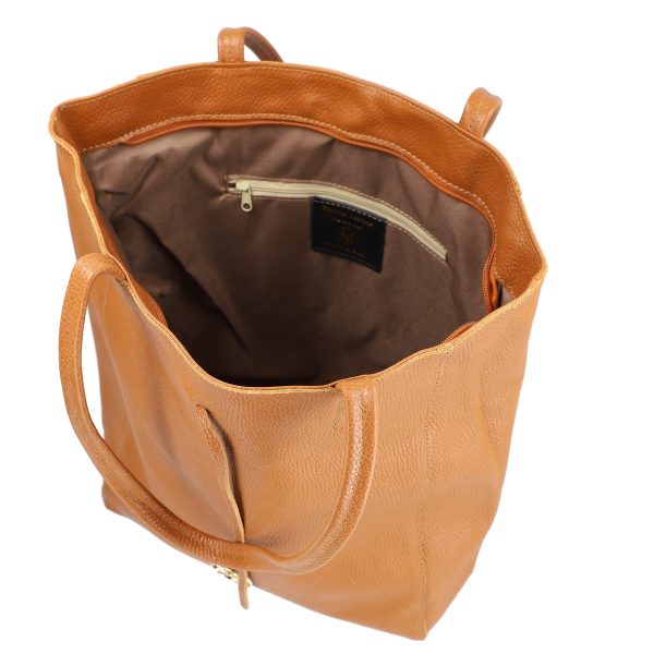 Geantă din piele naturală Shopper de umăr maro cu un compartiment Laura Biaggi BS5433SH2209226 3
