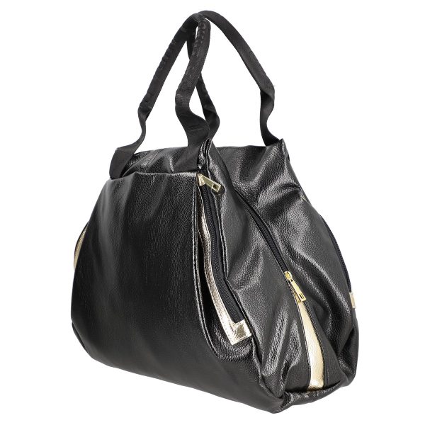 geanta dama shopper neagra de talie mare fermoar cu auriu din piele ecologica laura biaggi bs975g2208216 3