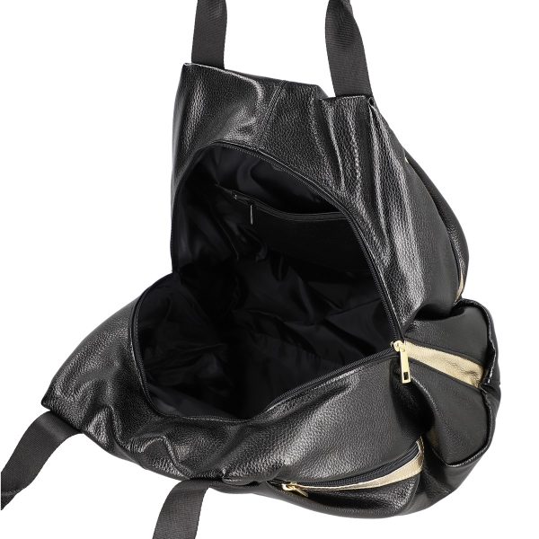 geanta dama shopper neagra de talie mare fermoar cu auriu din piele ecologica laura biaggi bs975g2208216 4