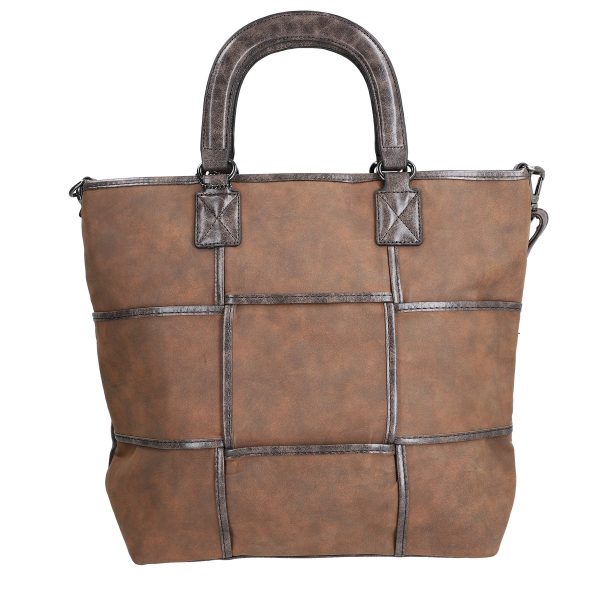 Geantă femei Shopper cafeniu talie medie model întrețesut din piele ecologică MariaC BS147SH2208431 6