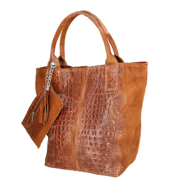 geanta femei shopper din piele naturala maro breloc cu buzunar laura biaggi bs0201sh2209217 1