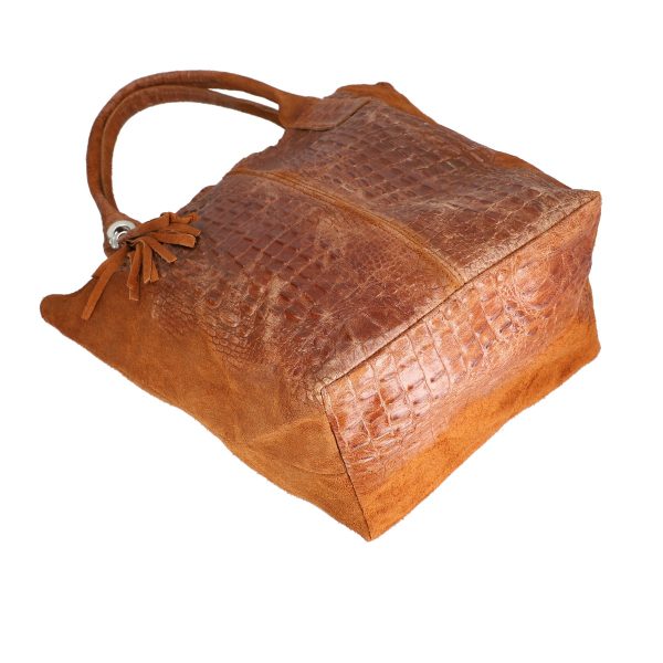 geanta femei shopper din piele naturala maro breloc cu buzunar laura biaggi bs0201sh2209217 4