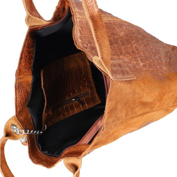 geanta femei shopper din piele naturala maro breloc cu buzunar laura biaggi bs0201sh2209217 5