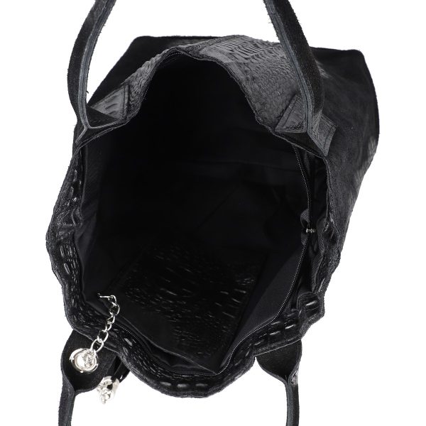 geanta femei shopper din piele naturala neagra breloc cu buzunar laura biaggi bs0201sh2209215 5