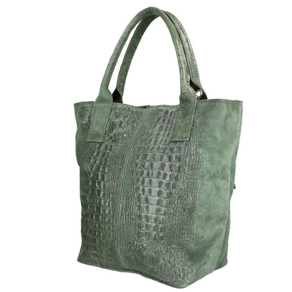 geanta femei shopper din piele naturala verde breloc cu buzunar laura biaggi bs0201sh2209216 3