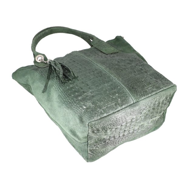geanta femei shopper din piele naturala verde breloc cu buzunar laura biaggi bs0201sh2209216 4