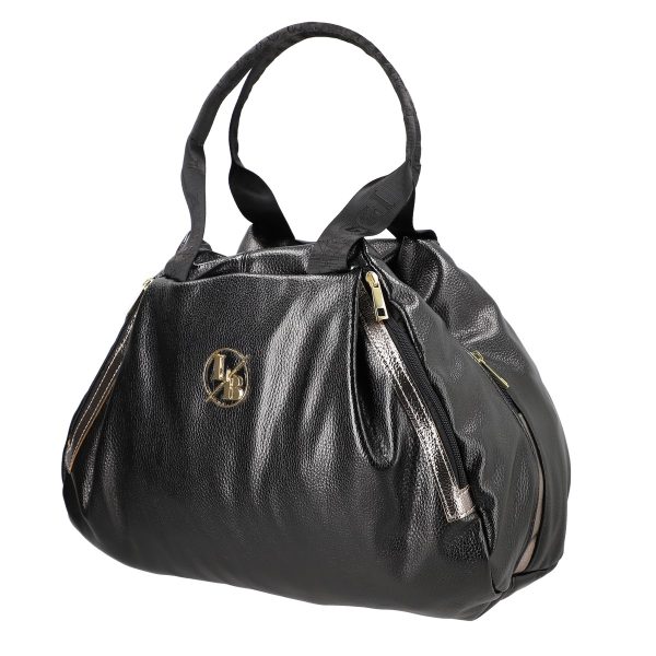 geanta femei shopper neagra de talie mare fermoar cu bronz din piele ecologica laura biaggi bs884g2208218 2