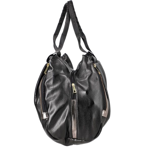 geanta femei shopper neagra de talie mare fermoar cu bronz din piele ecologica laura biaggi bs884g2208218 4