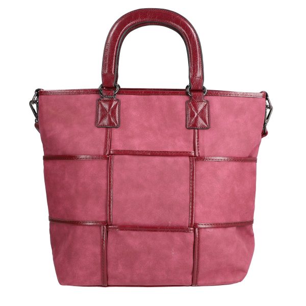 Geantă femei Shopper vișiniu talie medie model întrețesut din piele ecologică MariaC BS147SH2208434 6