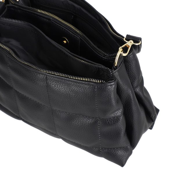 Poșetă casual femei piele ecologică negru cu trei compartimentede umăr Laura Biaggi BS255CA2208285 6