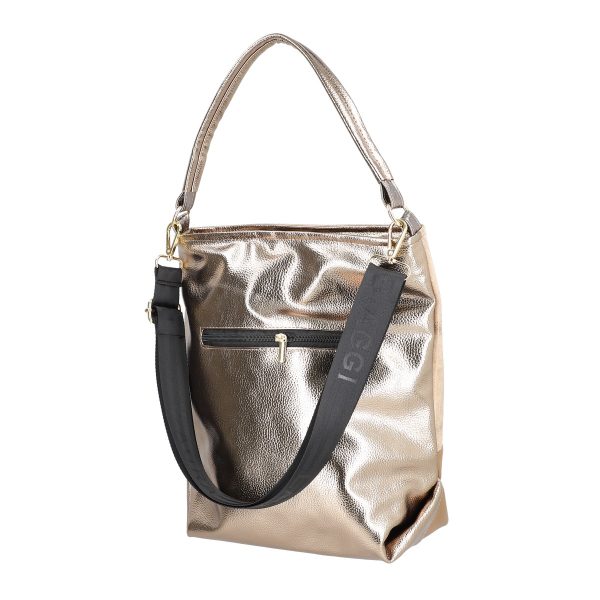 Geanta shopper femei din piele eco taupe model texturat mat cu lucios cu manere si bretea Laura Biaggi BS111KB2208211 7