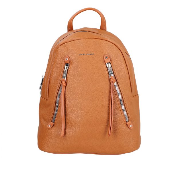 Rucsac damă piele ecologică maro cu două buzunare frontale David Jones BS6874RUDJ2208406 6