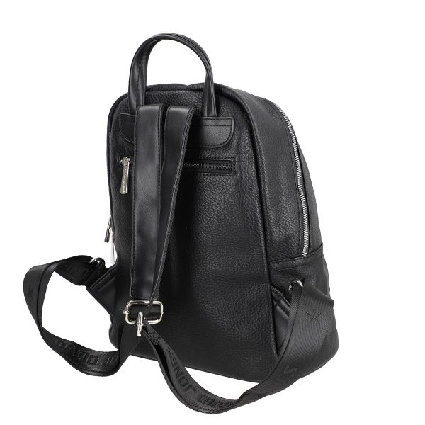 Rucsac damă piele ecologică negru cu buzunar frontal David Jones BS6807RUDJ2208416 5