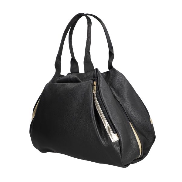 Geantă damă Shopper negru mat de talie mare fermoar cu auriu din piele ecologică Laura Biaggi BS975G2208218 6
